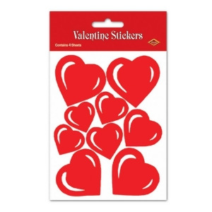 Club Pack of 48 Red Heart Valentine Decorative Sticker Sheets 7.5 - All