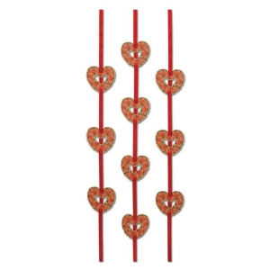 Club Pack of 36 Valentine Themed Floral Heart Ribbon Stringer Hanging Party Decorations 4' - All