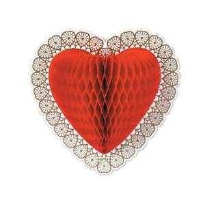 Pack of 12 White Gold and Red Tissue Heart Valentine Decorations 12 - All
