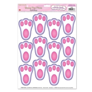 Club Pack of 144 White and Pink Bunny Paw Print Peel 'n Place Easter Party Decorations 17 - All