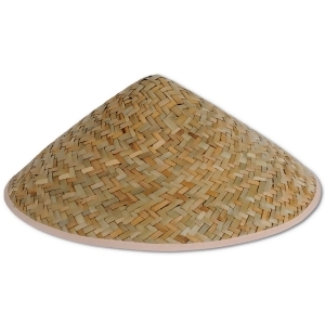 Club Pack of 60 Beige Straw Asian-Inspired Sun Hats Adult Sized - All