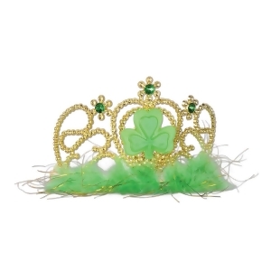 Club Pack of 12 St. Patrick's Day Green Shamrock with Feathers Tiara Headband Costume Accessories - All