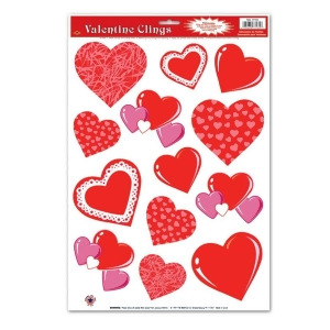 Pack of 156 Red Pink and Purple Valentine Heart Window Cling Decorations 17 - All