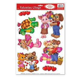 Club Pack of 72 Cuddly Critters Valentine Window Cling Decorations 17 - All