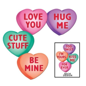 Pack of 48 Valentine Candy Heart Cutout Decorations 14 - All