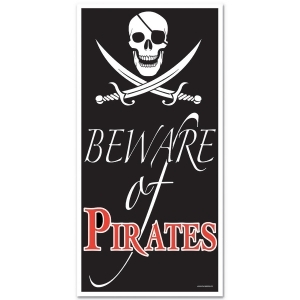 Club Pack of 12 Nautical Themed Beware of Pirates Door Cover Party Decorations 5' - All