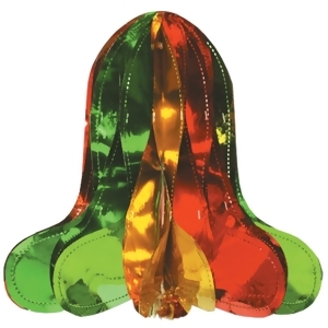 Club Pack of 12 Metallic Green Gold and Red Hanging Christmas Bell Decorations 12 - All
