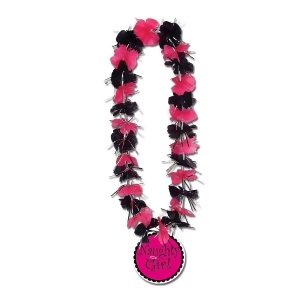 Club Pack of 12 Pink and Black Naughty Girl Medallion Bachelorette Party Leis 33 - All