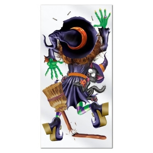 Club Pack of 12 Halloween Themed Crashing Witch Door Cover Party Decorations 5' - All