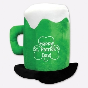 Pack of 6 Green Plush Happy St. Patrick's Day Beer Mug Top Hat Adult Sized - All
