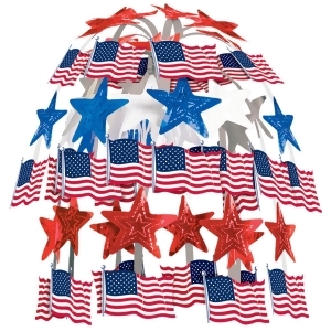 Club Pack of 12 Red White and Blue American Flag and Stars Hanging Cascade Party Decorations 24 - All
