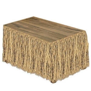 Pack of 6 Tropical Tan Natural Raffia Hawaiian Themed Party Table Skirts 9' - All