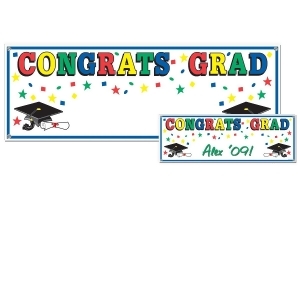 Club Pack of 12 Congrats Grad Sign Banner Graduation Party Decoration 5' - All