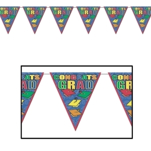 Club Pack of 12 Multi Colored Congrats Grad Pennant Banner Hanging Decorations 12' - All