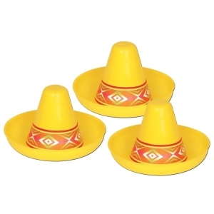 Club Pack of 48 Yellow Mexican Fiesta Miniature Plastic Sombrero Party Decorations 4.5 - All