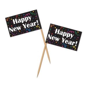 Club Pack of 600 Happy New Year Flag Party Pick Decorations 2.5 - All