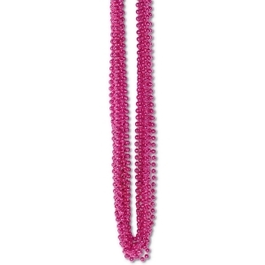 Club Pack of 720 Hot Pink Metallic Small Round Beaded Necklace Birthday Party Favors 33'' - All