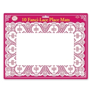 Club Pack of 120 White Fanci-Lace White Rectangular Table Top Place Mats 10 x 14.5 - All