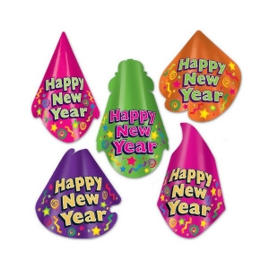 Club Pack of 50 Color-Brite Happy New Year Party Hat Favors - All