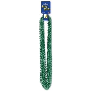 Club Pack of 144 Green Metallic St. Patrick's Day Small Round Beaded Necklace Party Favors 33'' - All