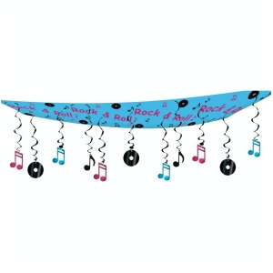 6 Rock Roll Theme Record and Music Note Hanging Ceiling Party Decorations 12' - All