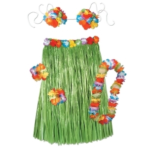Pack of 6 Tropical Island Adult Sized Hawaiian Hula Dancer Costume Sets - All