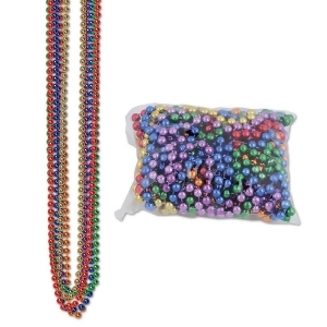 Club Pack of 144 Multi-Colored Small Round Beaded Necklace Birthday Party Favors 33'' - All