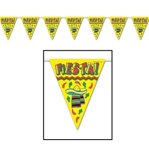 Pack of 12 Mexican Fiesta All-weather Pennant String Banners 11 x 12' - All