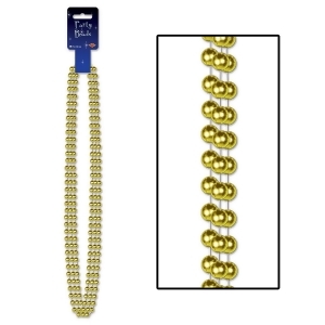 Club Pack of 36 Gold Large Round Beaded Necklace Party Favors 48 - All