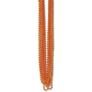 Club Pack of 720 Orange Metallic Halloween Small Round Beaded Necklace Party Favors 33'' - All