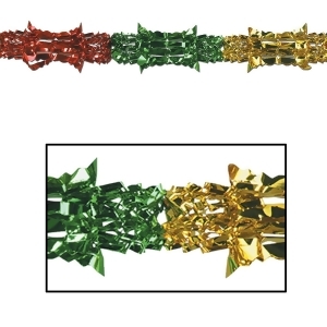 Club Pack of 12 Gold Green and Red Christmas Garland Party Decorations 9' Unlit - All
