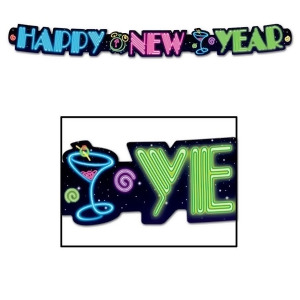 Pack of 12 Neon Happy New Year Streamer Hanging Party Decorations 36 - All
