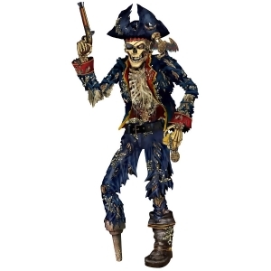 Club Pack of 12 Jointed Gruesome Pirate Skeleton Halloween Wall Decoration 6' - All