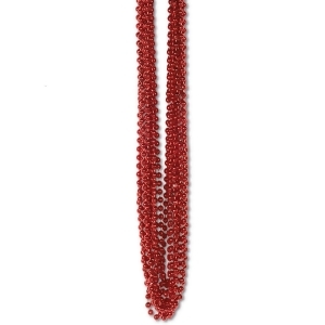 Club Pack of 720 Red Metallic Valentine's Day Small Round Beaded Necklace Party Favors 33'' - All