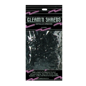 Club Pack of 12 Black Gleam 'N Shreds Decorative Metallic Strands 1.5 Oz - All