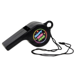 Pack of 12 Happy New Year Giant Black Whistle Party Favors 6 - All