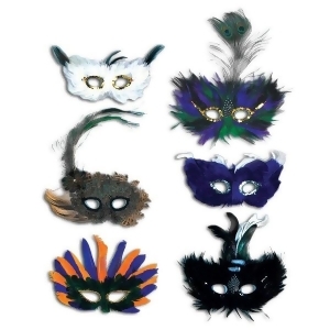 Club Pack of 12 Majestic Fanci-Feather Halloween Masks Adult Sized - All