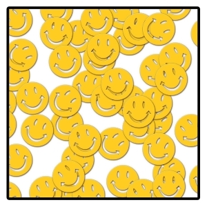 Club Pack of 12 Yellow 60's Themed Fanci-Fetti Smiley Face Celebration Coneftti Bags 1 oz. - All