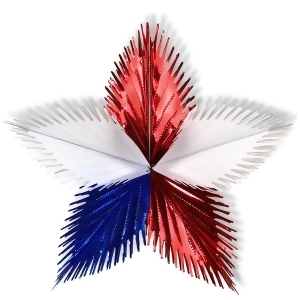 Club Pack of 12 Metallic Red White and Blue Patriotic Hanging Leaf Starburst Party Decorations 16 - All
