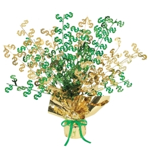 Club Pack of 12 Green and Gold Gleam 'N Burst Decorative Centerpieces 15'' - All
