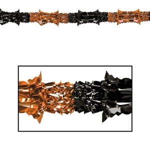 Club Pack of 12 Metallic Orange and Black Halloween Garland Party Decorations 9' Unlit - All