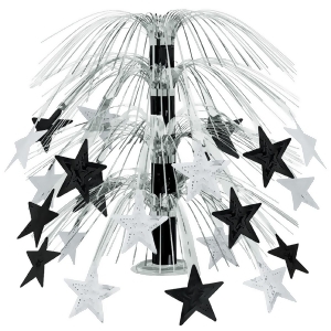 Club Pack of 6 Black and Silver Cascade Star Cut-Out Table Centerpiece Decoration 18 - All