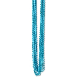 Club Pack of 720 Turquoise Metallic Small Round Beaded Necklace Birthday Party Favors 33'' - All