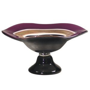 16 Mauve Pink and Golden Amber Melrose Hand Blown Glass Pedestal Bowl - All