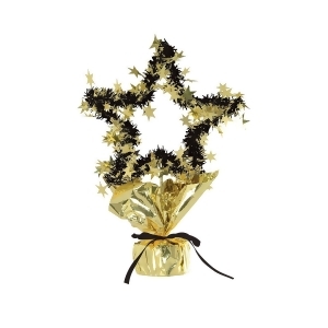 Club Pack of 12 Gold and Black Star Gleam 'N Shape New Year's Decorative Centerpieces 11.5'' - All