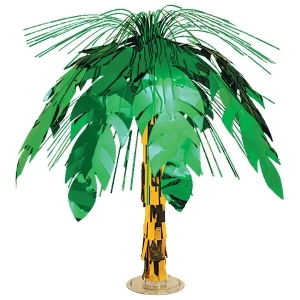 Club Pack of 6 Green and Gold Palm Tree Cascade Table Centerpiece Decoration 18 - All