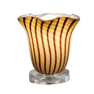 6.5 Valley Glen Sunny Light Amber Brown Striped Hand Crafted Glass Accent Lamp - All