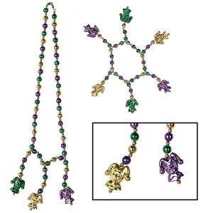 Club Pack of 12 Multi-Colored Mardi Gras Bead Chokers and Bracelet Set with Court Jester Medallions - All