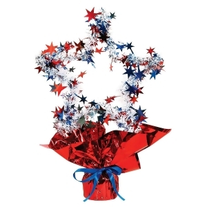 Club Pack of 12 Metallic Red White and Blue Star Gleam 'N Shape 4th of July Centerpieces 11.5'' - All