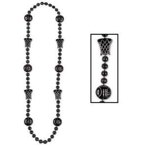 Club Pack of 12 Black Basketball Beaded Necklace Party Favors 36 - All